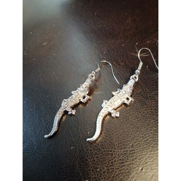 Alligator Dangle Earrings Silver - Picture 4 of 6